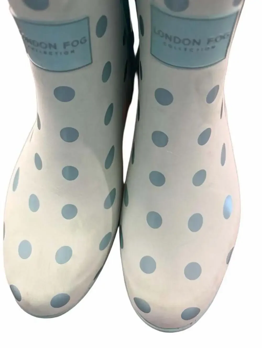 London Fog Piccadilly Rain Boots Mint Green Polka Dot Size 8M